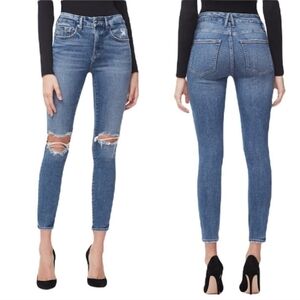 GOOD AMERICAN Good Legs High Waist Distressed Crop Skinny Jeans Size 6 / 29